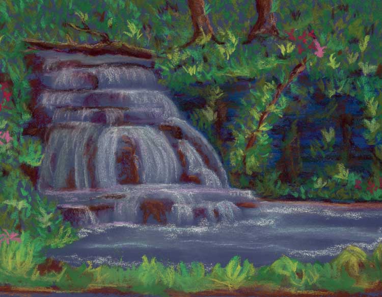 Encouraged by Scripture pastel drawing by Robin Lybeck Spring of Living Water