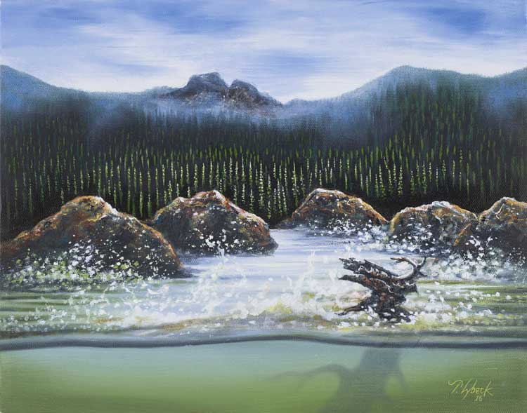 Encouraged by Scripture Down the River original oil painting by Tom Lybeck