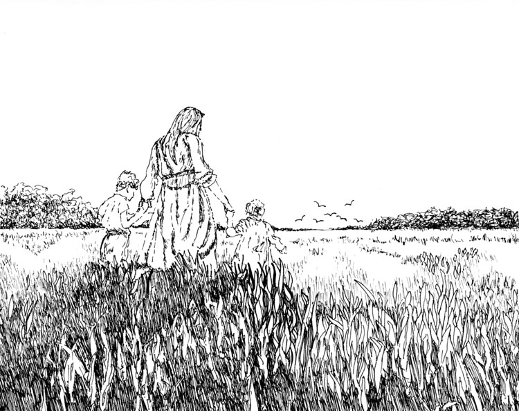 Encouraged by Scripture pen and ink by Robin Lybeck Receive the Kingdom as a Child