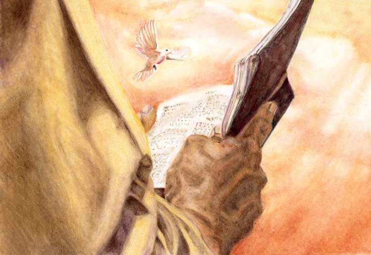 Encouraged by Scripture Thanksgiving for Those Who Preach original color pencil drawing by Robin Lybeck