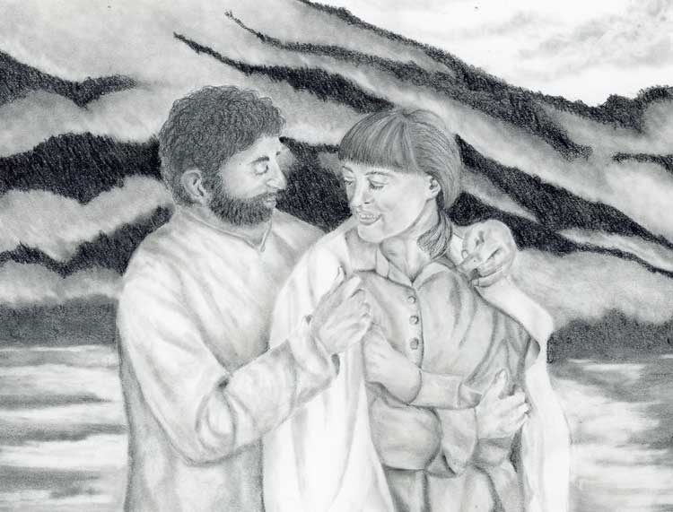 Encouraged by Scripture Thankful for Grace original pencil drawing by Robin Lybeck